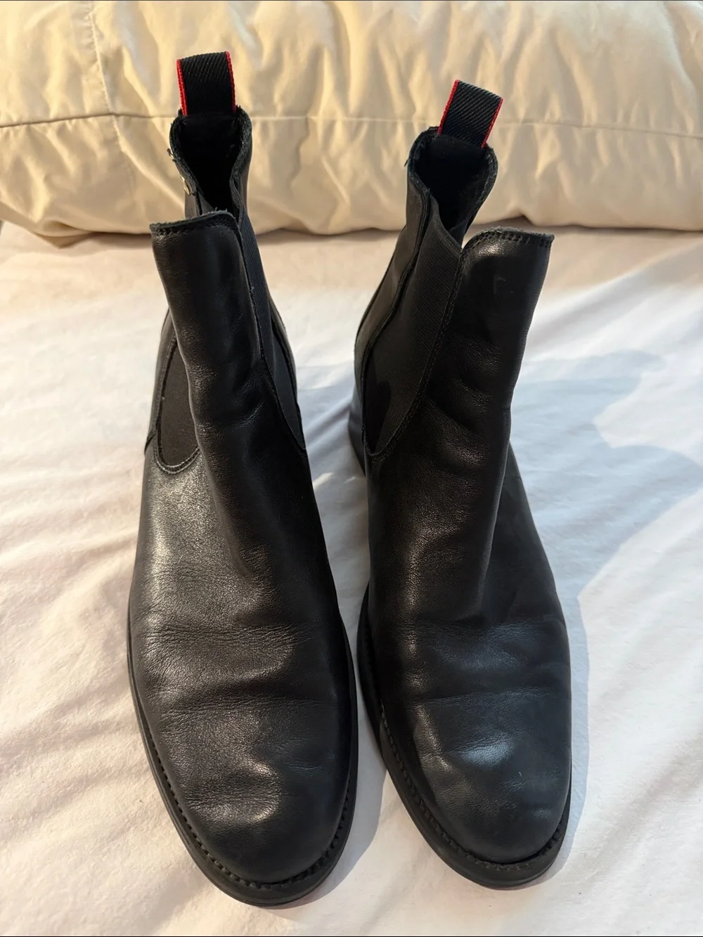 Men's Black Chukka Boots with Red Pull Tab - Classic Slip-On Style